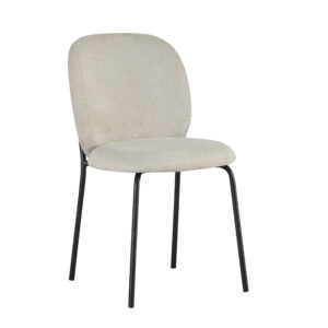 Silla Kloe pies metalicos negros tapizada en tejido color beig