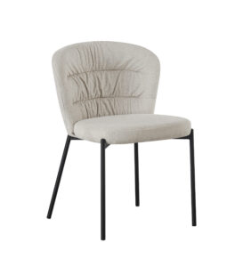 Silla Noa pies metalicos negros tapizada en tejido color beig