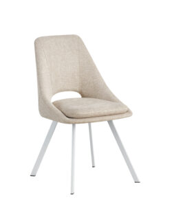 Silla Alex pies metal blanco tejido color beige brego