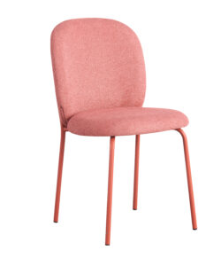 Silla Kloe Pies metal grana tapizada en tejido fresa