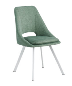 Silla Alex pies metal blanco tejido color verde borg